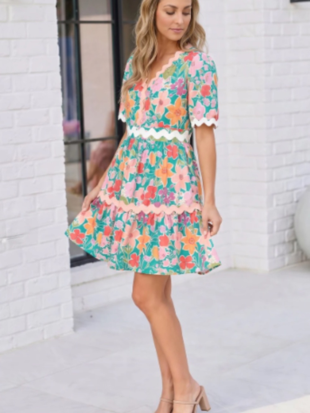 "The Emma" Ric Rac Trim Mini Dress - Picture 2 of 2